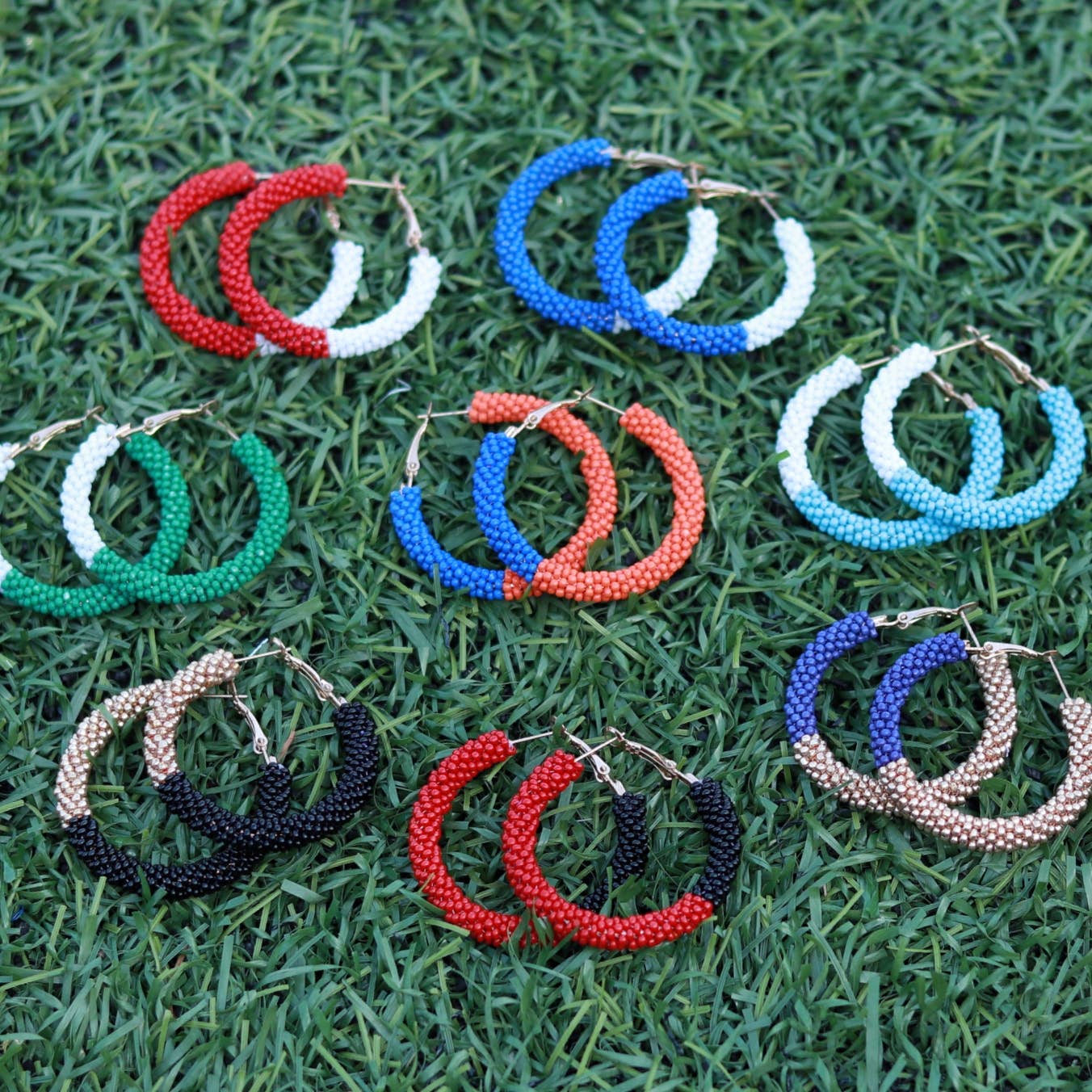 Custom Beaded Color Block Earrings| Game Day Earrings| Back to School