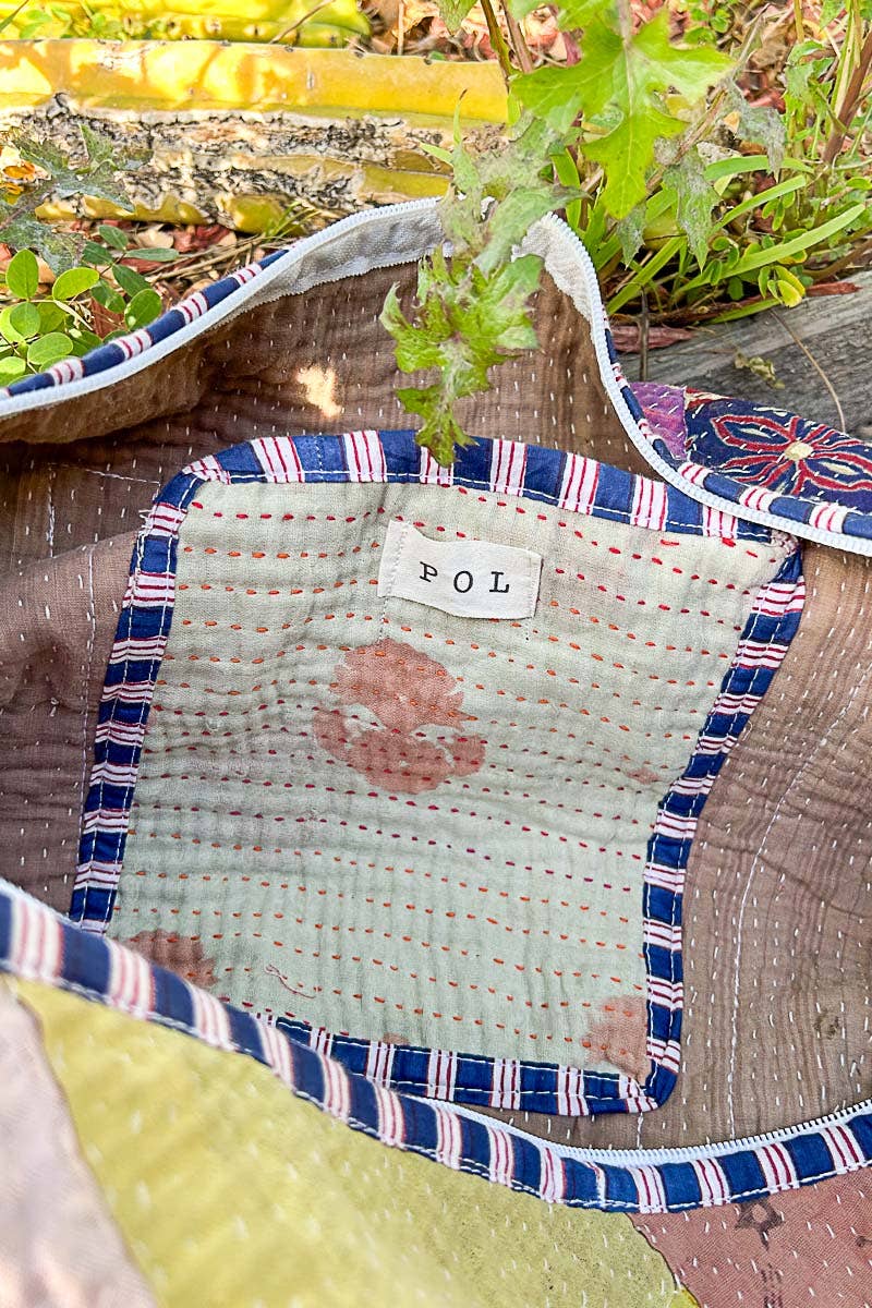 One-of-a-Kind Adjustable Strap Patchwork Duffle Bag