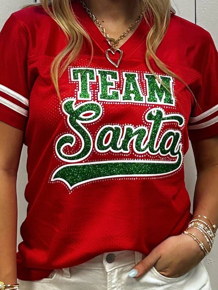 Team Santa Rhinestone Football Jersey
