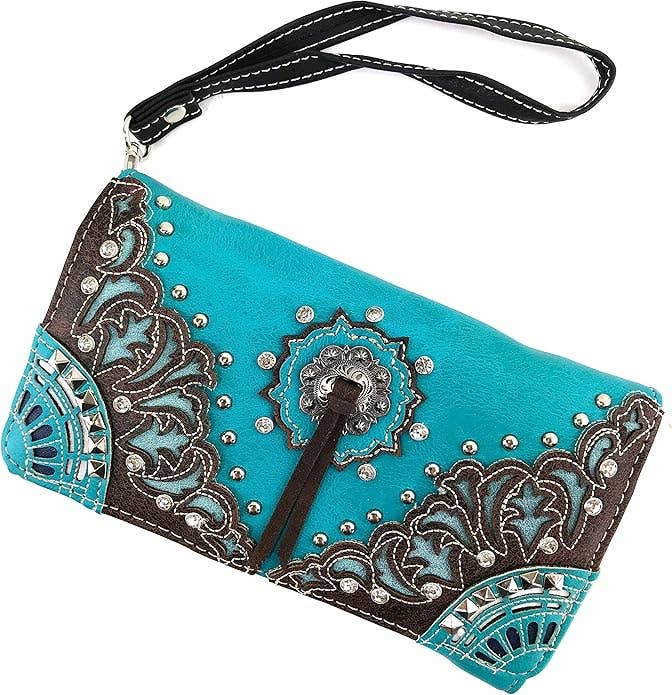 Concho Floral Crossbody Wallet