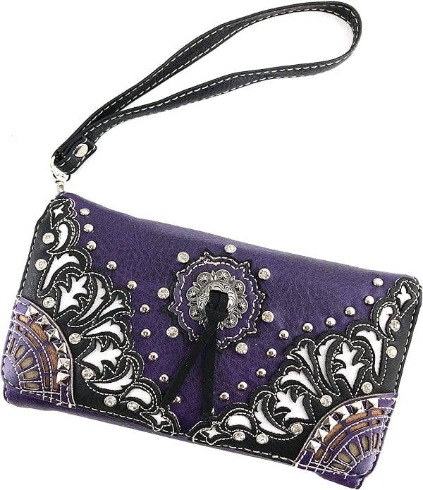 Concho Floral Crossbody Wallet