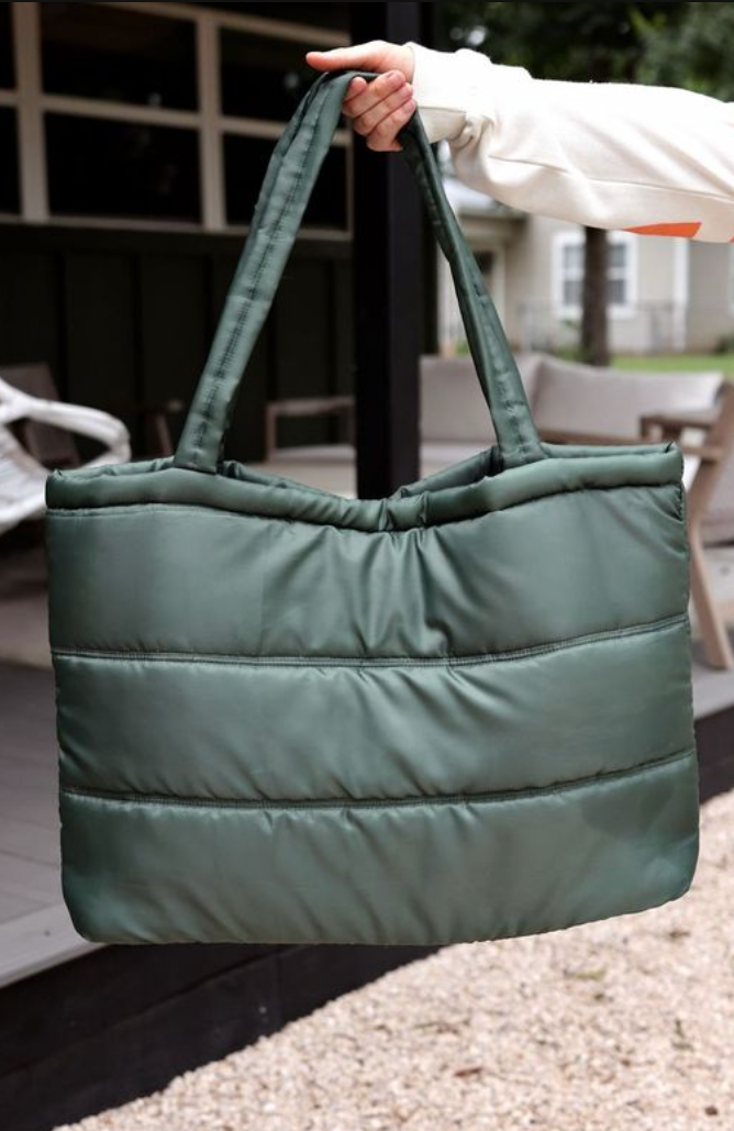Puffer Tote – Carry All Mama – Olive Green