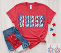 Floral Patriotic Nurse Tee