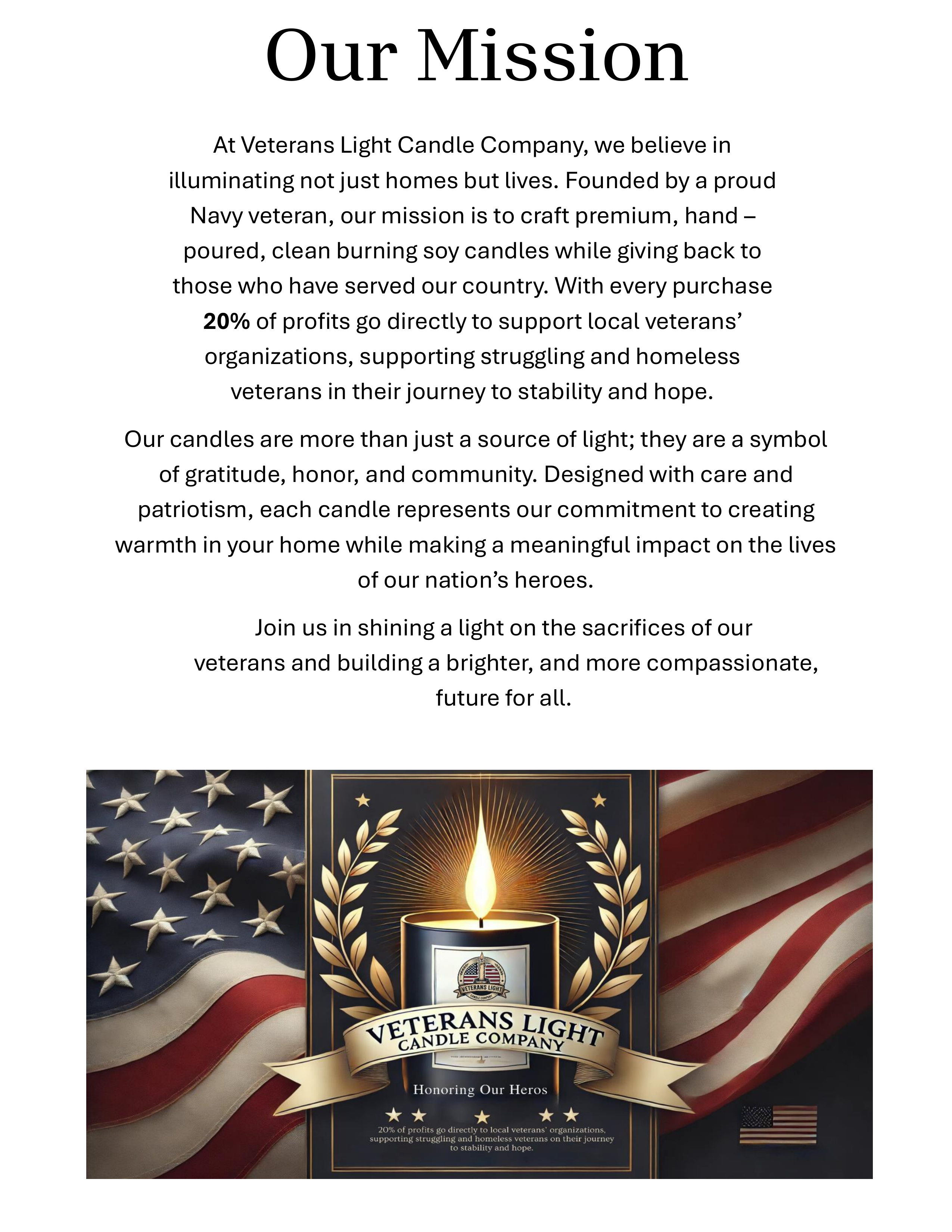 Veterans Light Mission Statement for Display
