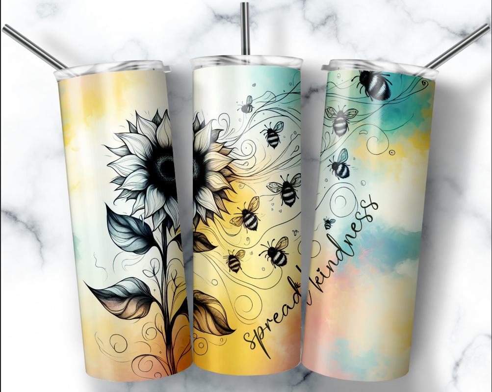 Spread Kindness Tumbler, Positive Tumbler,  Bee Tumbler