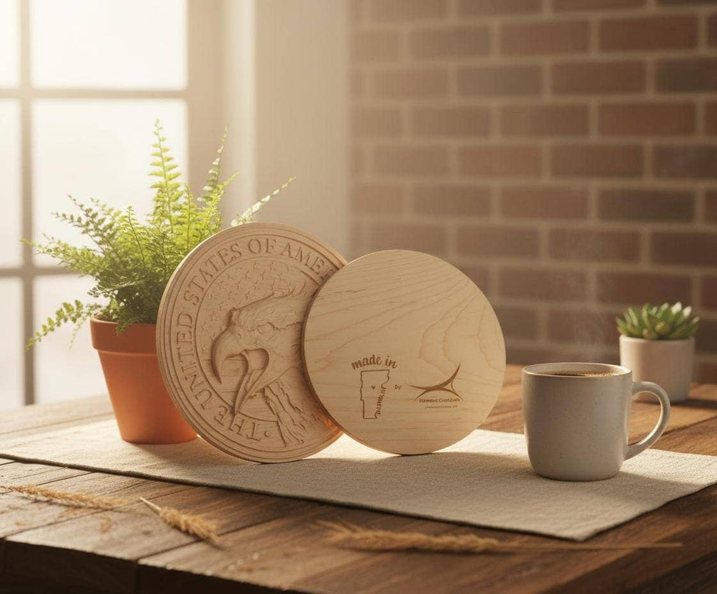 Carved Eagle on American Flag: Patriotic Wood Decor