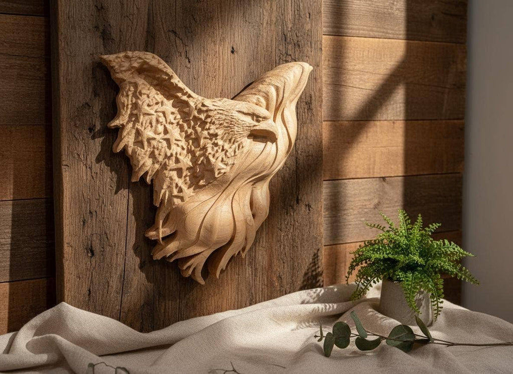 Carved Maple American Eagle & Flag: Patriotic Wall Art