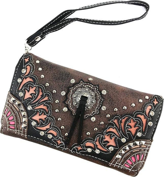 Concho Floral Crossbody Wallet