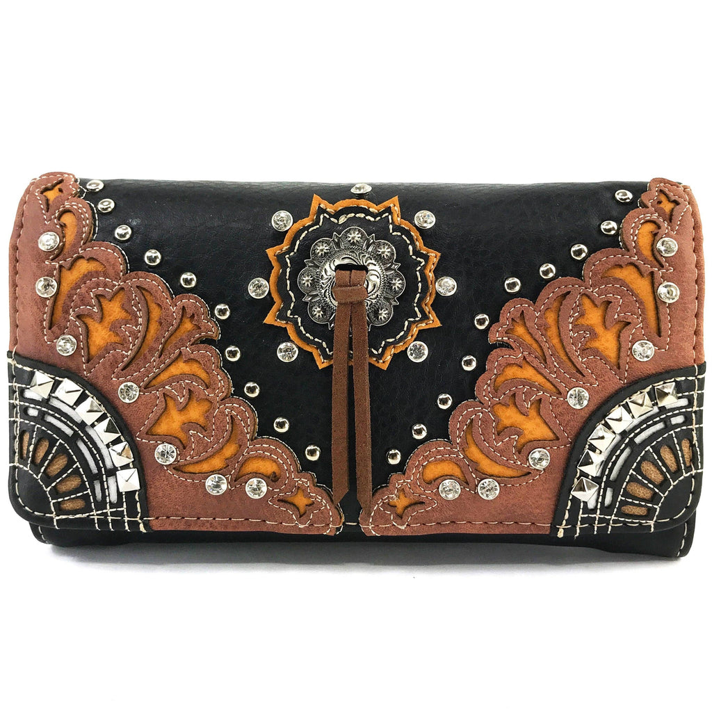 Concho Floral Crossbody Wallet