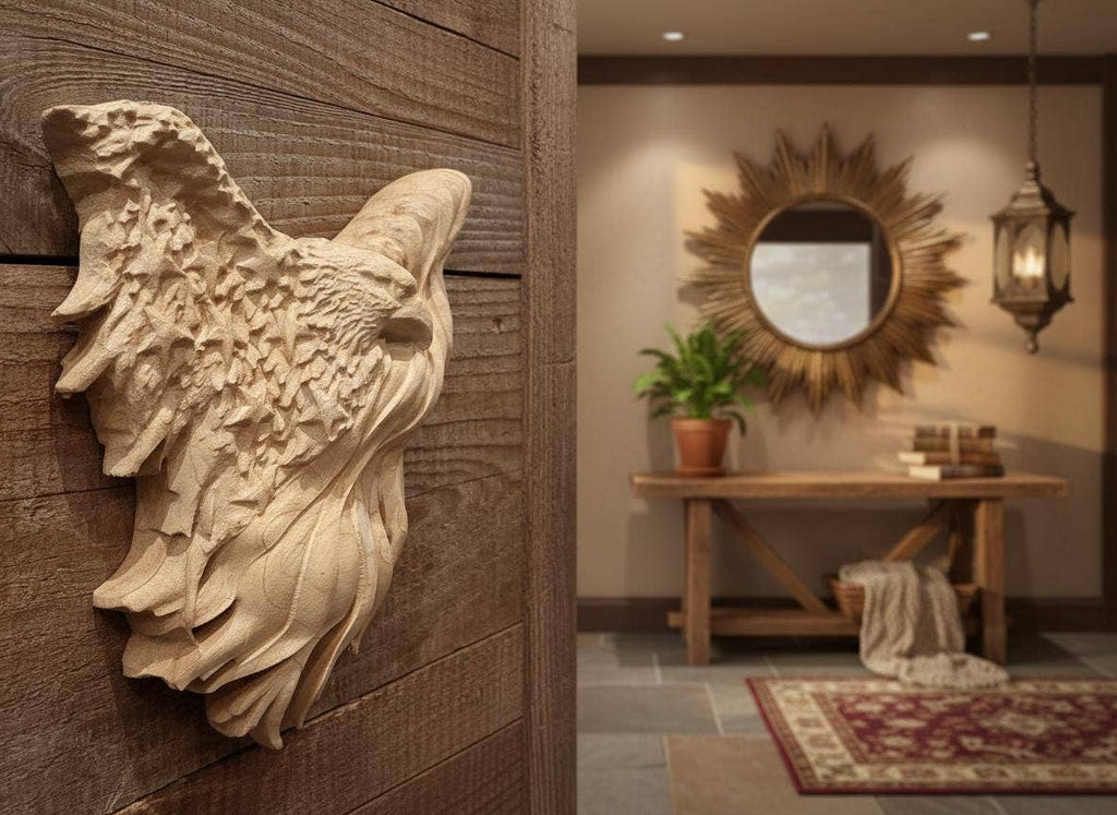 Carved Maple American Eagle & Flag: Patriotic Wall Art