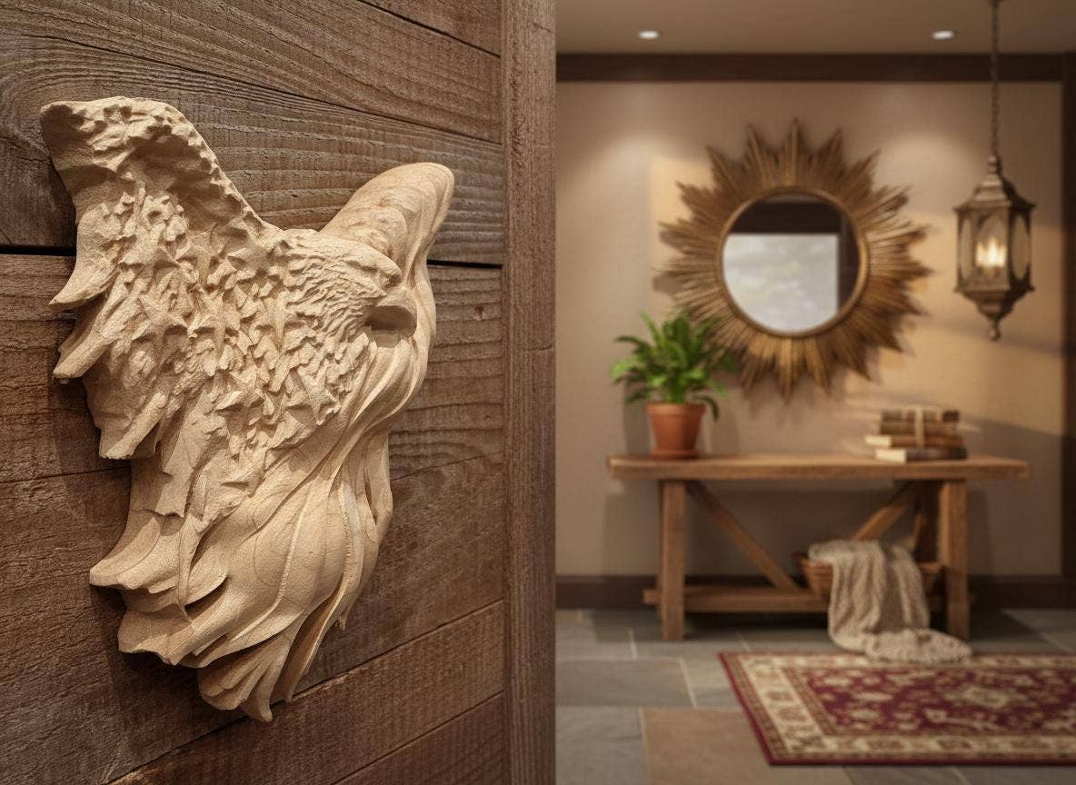 Carved Maple American Eagle & Flag: Patriotic Wall Art