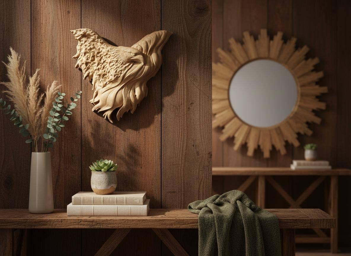 Carved Maple American Eagle & Flag: Patriotic Wall Art