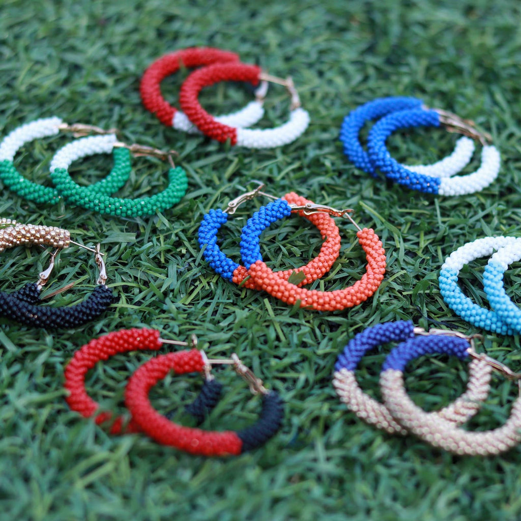 Custom Beaded Color Block Earrings| Game Day Earrings| Back to School