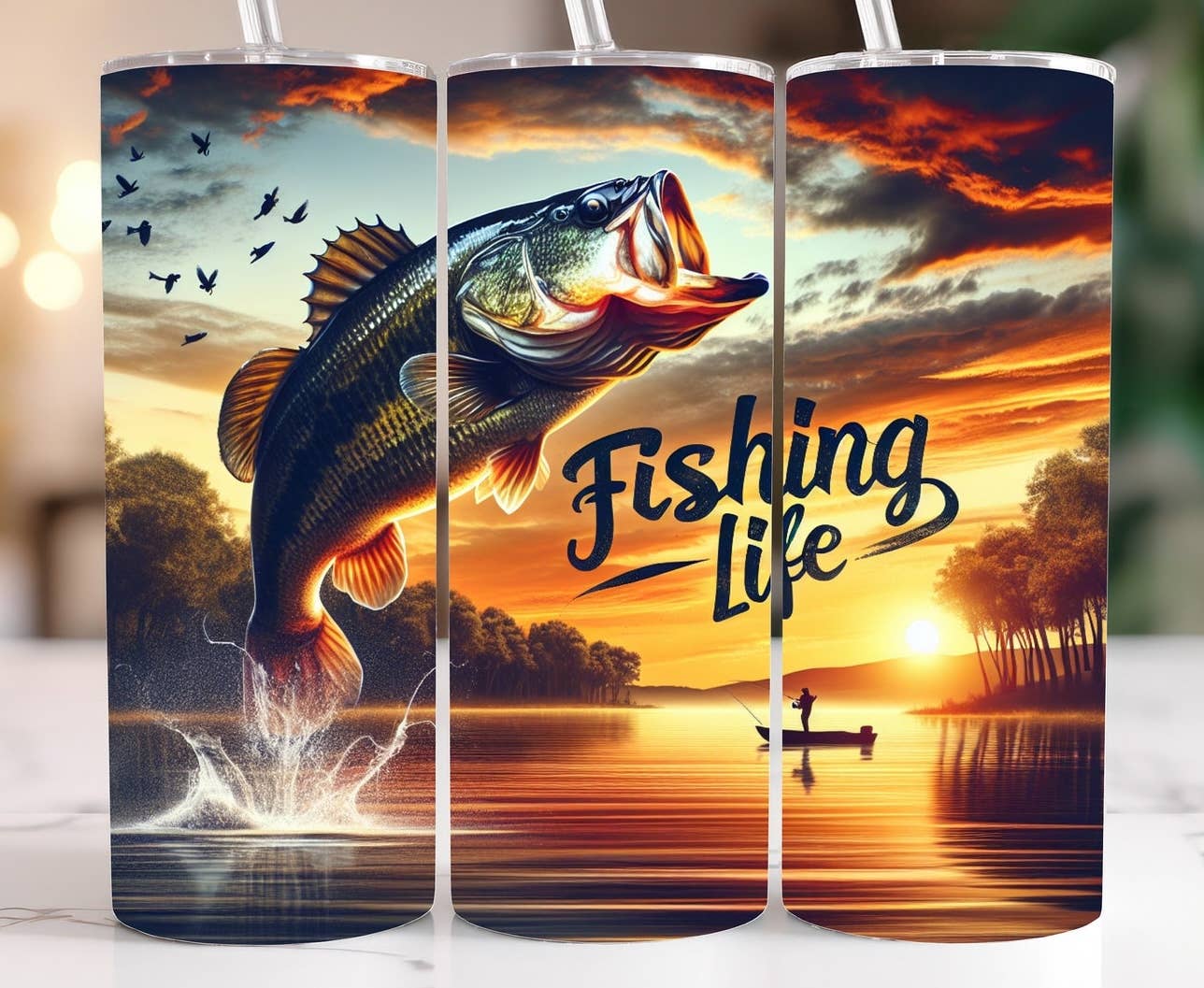 Fishing Life Tumbler, 20oz Skinny Tumbler, Gift For Him, Dad