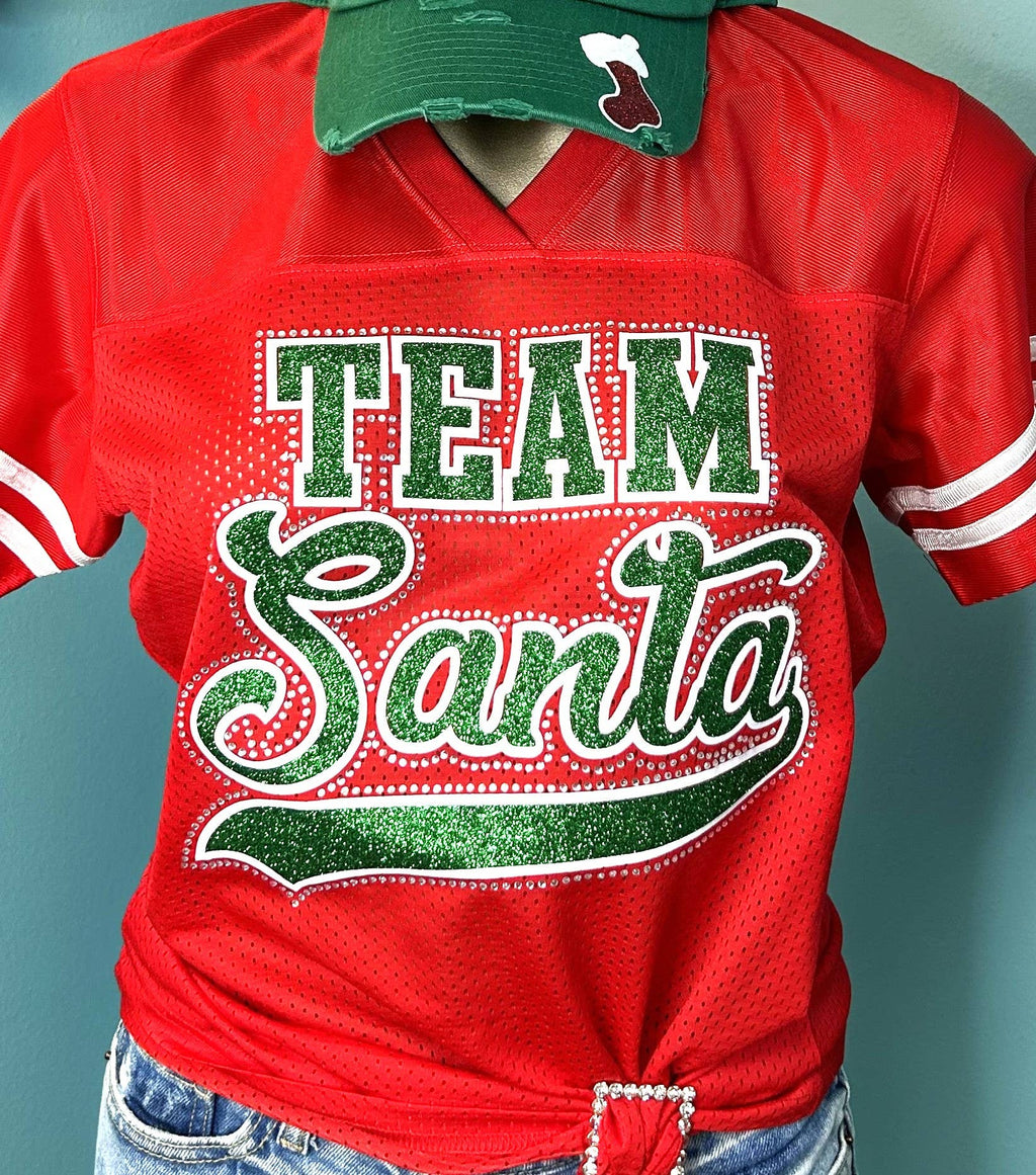 Team Santa Rhinestone Football Jersey