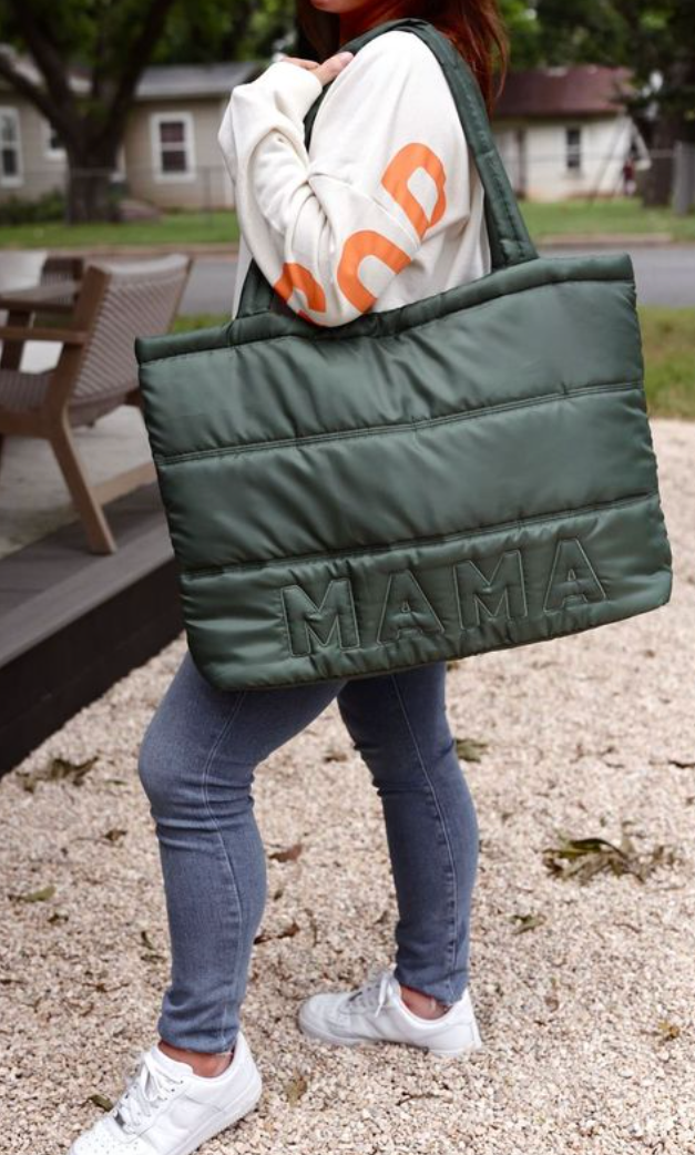 Puffer Tote – Carry All Mama – Olive Green