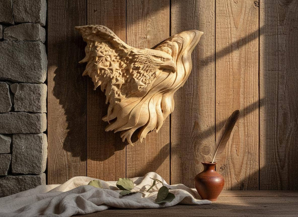 Carved Maple American Eagle & Flag: Patriotic Wall Art