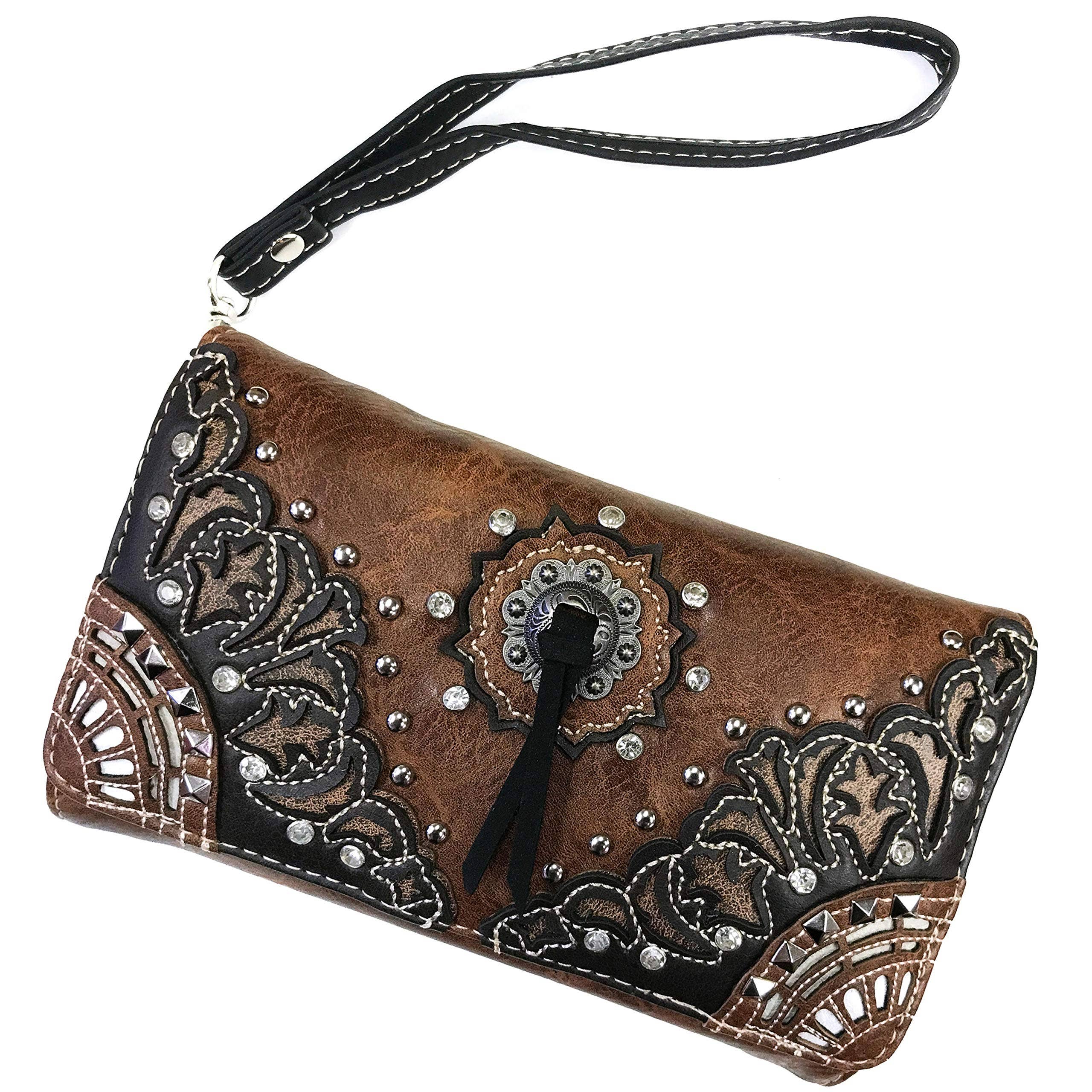 Concho Floral Crossbody Wallet