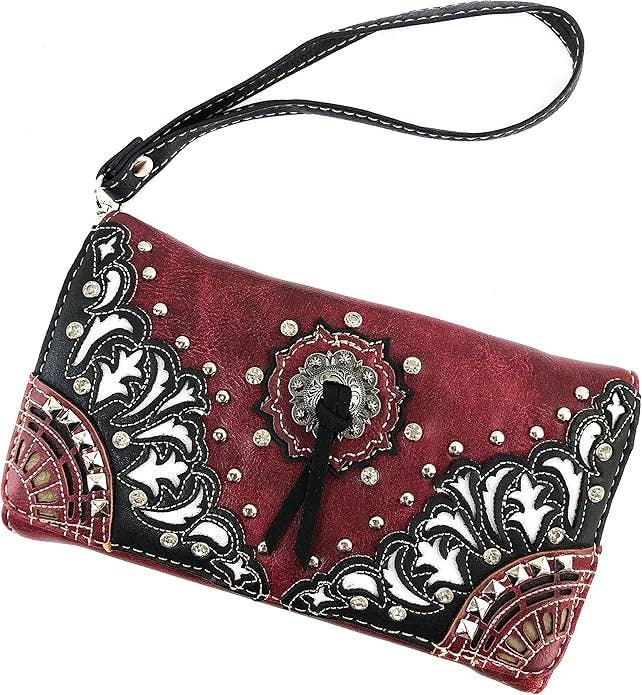 Concho Floral Crossbody Wallet