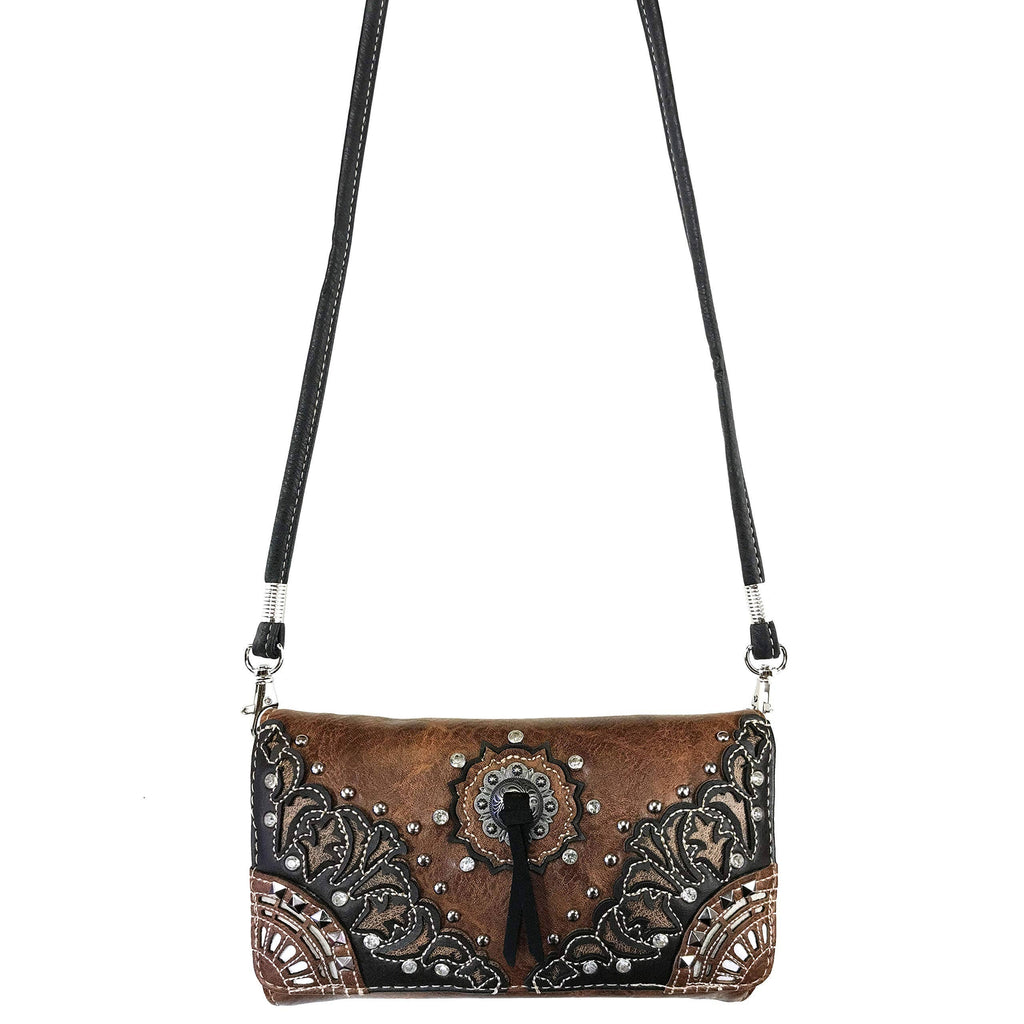 Concho Floral Crossbody Wallet