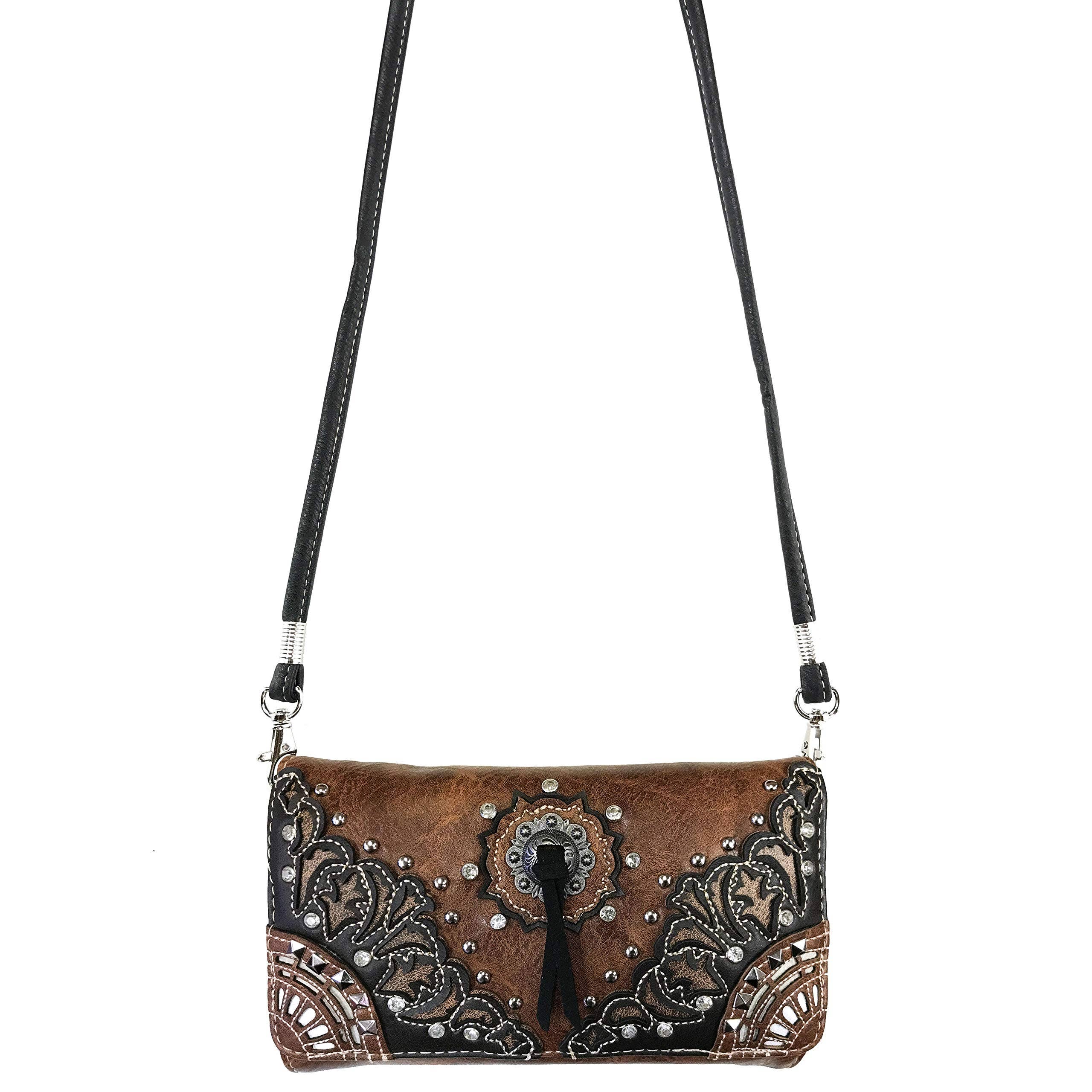 Concho Floral Crossbody Wallet