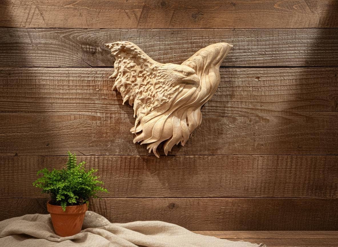 Carved Maple American Eagle & Flag: Patriotic Wall Art