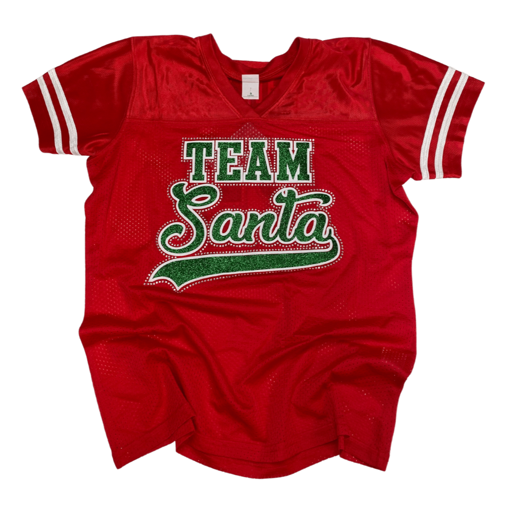 Team Santa Rhinestone Football Jersey