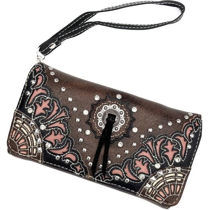 Concho Floral Crossbody Wallet