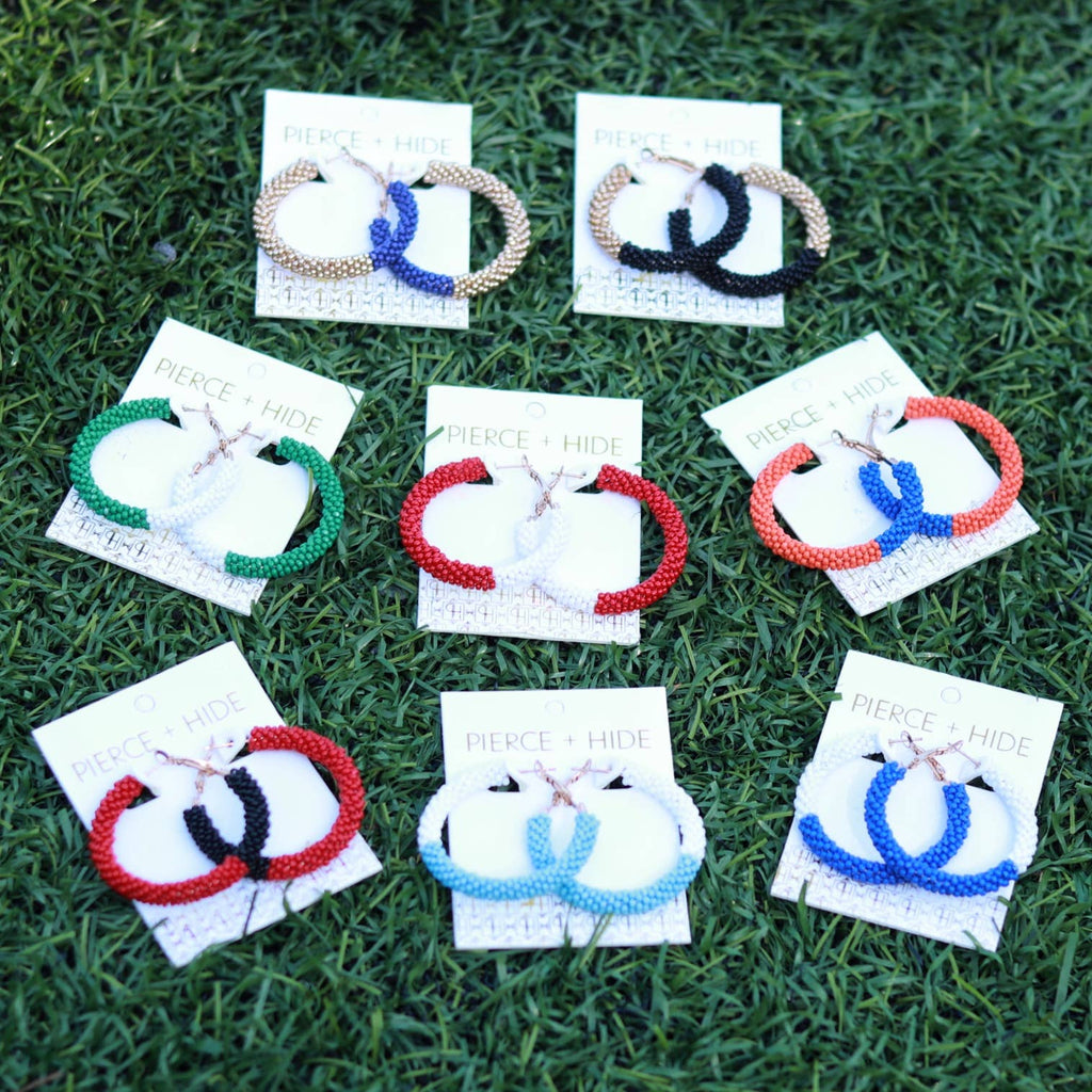 Custom Beaded Color Block Earrings| Game Day Earrings| Back to School