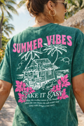 Summer Vibes Mineral Front and Back Green T-Shirt