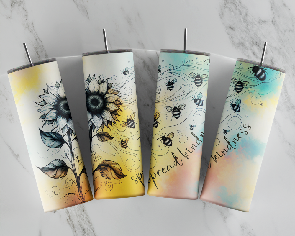 Spread Kindness Tumbler, Positive Tumbler,  Bee Tumbler