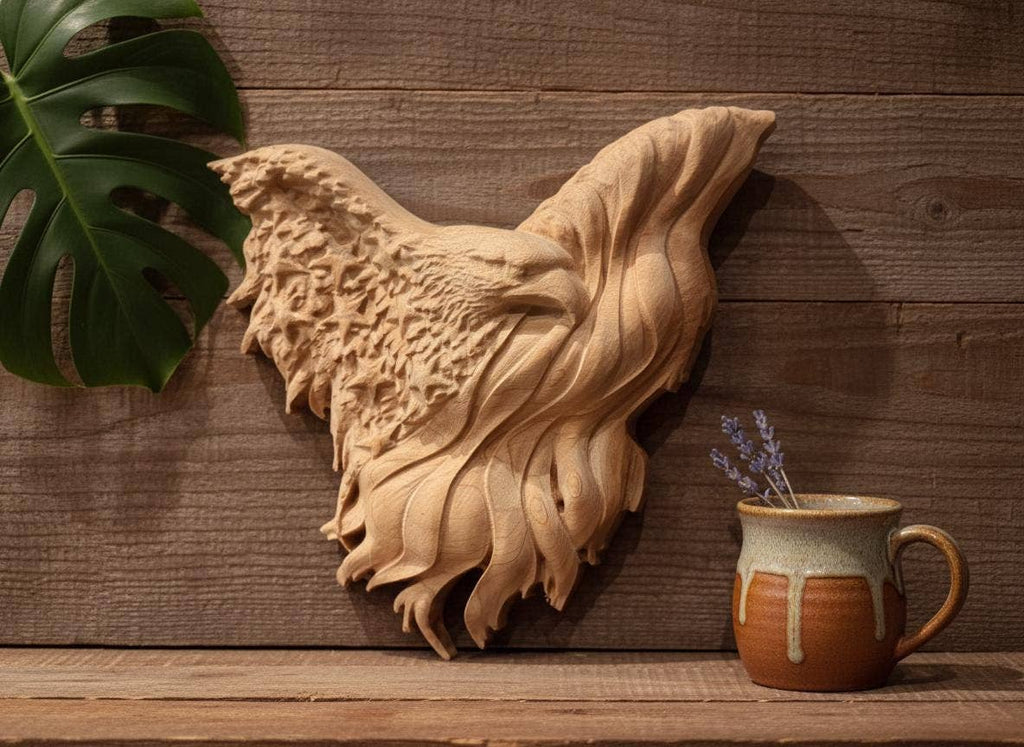 Carved Maple American Eagle & Flag: Patriotic Wall Art