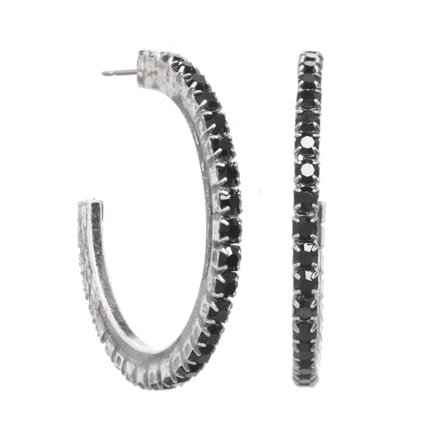 Slim Hoop Earrings in Antique Silver
